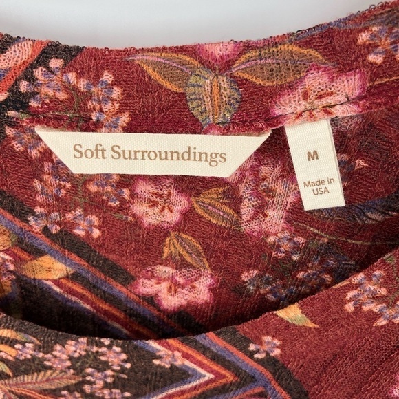 Soft Surroundings Alisanna Tunic Top Womens Medium Asymmetric Floral Patchwork - Picture 5 of 10